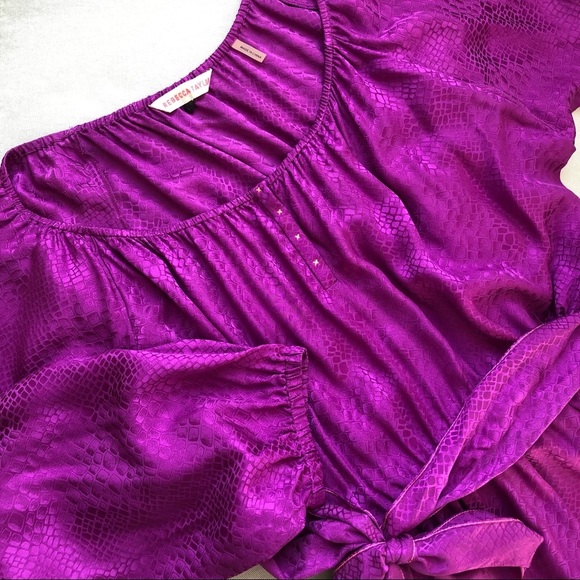 Rebecca Taylor Snakeskin Jacquard Silk Belted Dress - Picture 7 of 9